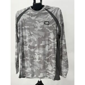 Pelagic VaporTek Camo Long Sleeve Fishing Shirt Men's Medium Gray Polyester